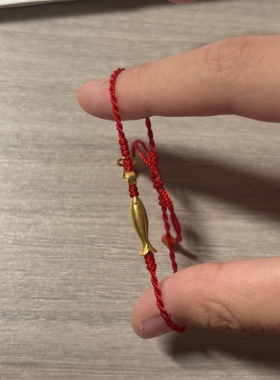 古法黄金小金鱼手链女999足金小鱼手绳送女友老婆七夕情人节礼物