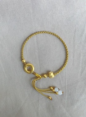 福袋新款黄金平安扣手链女足金999手绳 送女友老婆七夕情人节礼