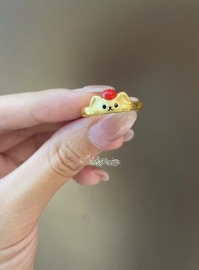 萌宠系列指环苹果宾狗黄金戒指足金999送女友老婆七夕情人节礼物