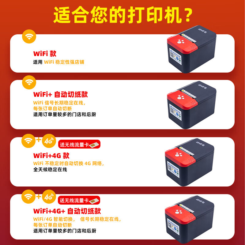 动码云外卖打印机商用智能全自动接单打单无线WIFI4G连接热敏标签 - 图2