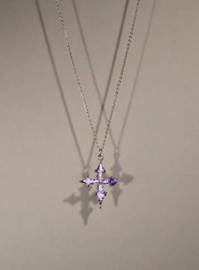 哥特NightForest紫色项链辣妹长款古着饰品复古朋克