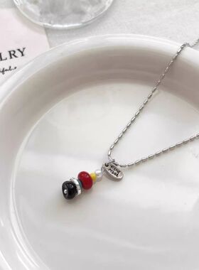 撞色串珠吊坠项链轻奢小众设计感独特锁骨链2025新款日常百搭配饰