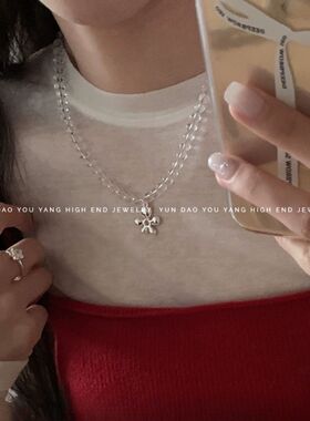 韩系小众设计透明水晶串珠项链