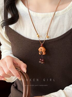 萌宠喵酱可爱狗狗项链女生2025新款秋冬小众设计感长款毛衣链配饰