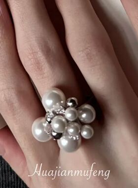 定制款!法式优雅闪钻戒指女精致贵气感食指戒开口指环叠戴手饰品