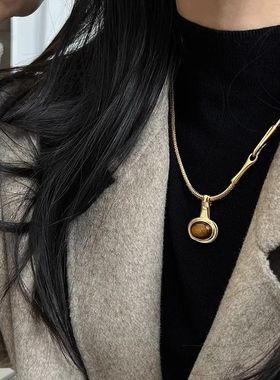 法式美拉德椭圆蛇骨链女秋冬款洋气高颜值项链2025新款颈链