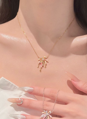 新款浪漫花火珐琅烟花项链女轻奢小众高级感设计吊坠配饰锁骨链