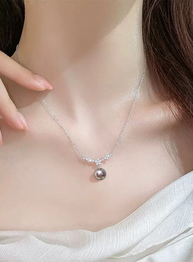 诸暨高品质5A级天然淡水珍珠项链妖紫色爱迪生仙女链珍珠吊坠