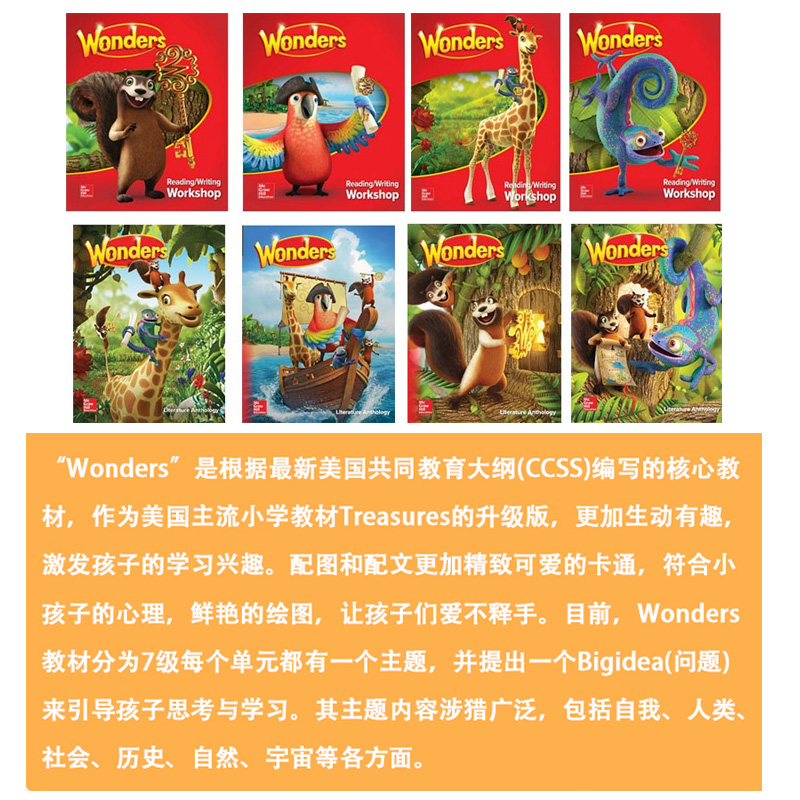 【斑达图书】原版正品wonders美国加州教材 wonders reading writing workshop collection GK/1/2/3/4/56少儿英语wonder教材顺丰-图2