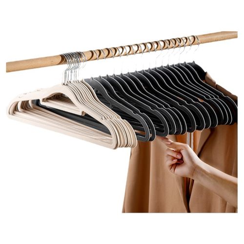 衣架 植绒衣架家用挂衣专用无痕挂毛衣防滑防肩角晾衣服撑子 - 图2