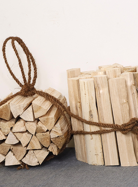 装饰木柴杉木劈柴创意摆件软装道具花艺用品原木桩园艺装饰柴火木