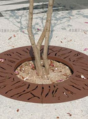 厂家铁锈红耐候钢树篦子 树穴盖板 护树板 树池盖板 树围子