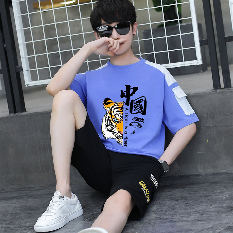 男童夏季短袖运动套装洋气时髦男孩衣服初中生帅气大童夏装两件套_童装_婴儿装_亲子装