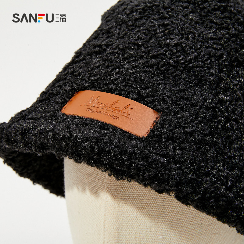 sanfu三福冬时尚百搭厚毛绒盘帽 sanfu服饰帽子