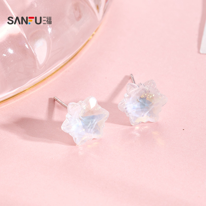 三福925银基础彩彩耳钉一对 清新时尚气质首饰配饰耳环852394,淘宝优惠券,粉丝福利购,淘宝优惠卷