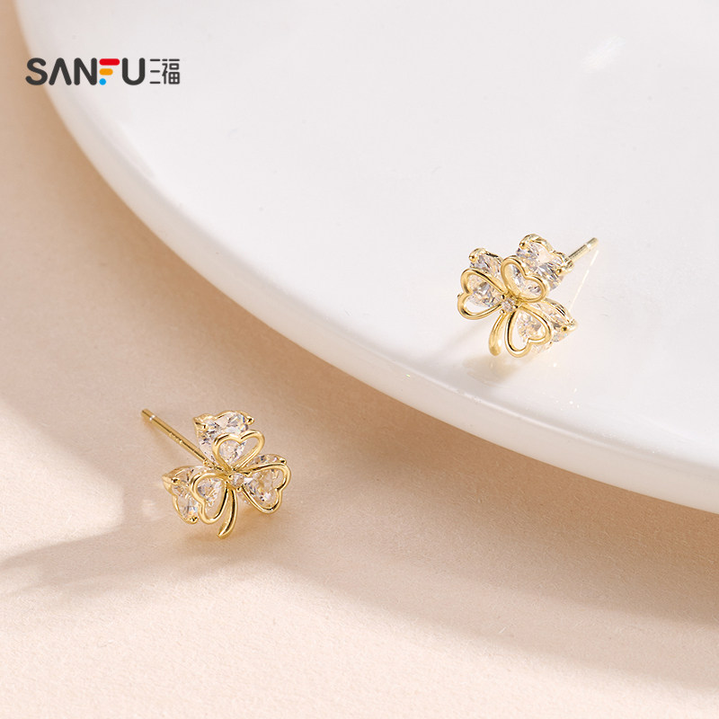 三福925银金芒星花耳钉一对 优雅时尚气质首饰配饰耳环852586,淘宝优惠券,粉丝福利购,淘宝优惠卷