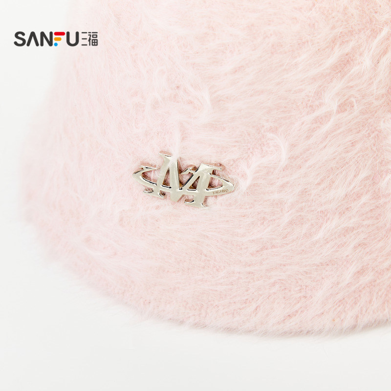 三福精美毛毛礼帽 气质时尚毛绒感服饰配件装饰帽子511043