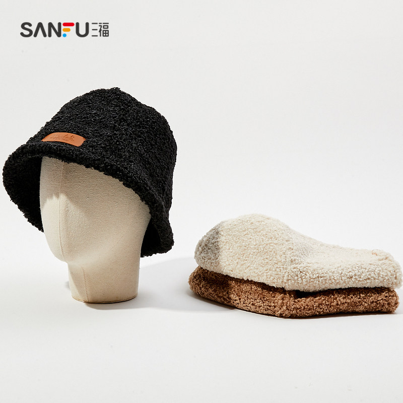 sanfu三福冬时尚百搭厚毛绒盘帽 sanfu服饰帽子