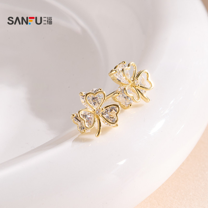 三福925银金芒星花耳钉一对 优雅时尚气质首饰配饰耳环852586,淘宝优惠券,粉丝福利购,淘宝优惠卷