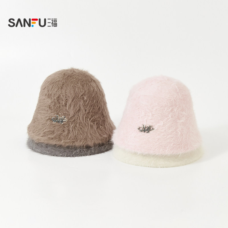 三福精美毛毛礼帽 气质时尚毛绒感服饰配件装饰帽子511043
