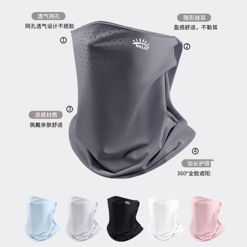 遮全脸防晒面罩女防紫外线夏季骑行脸基尼护颈部冰丝开车遮阳口罩 - 图3