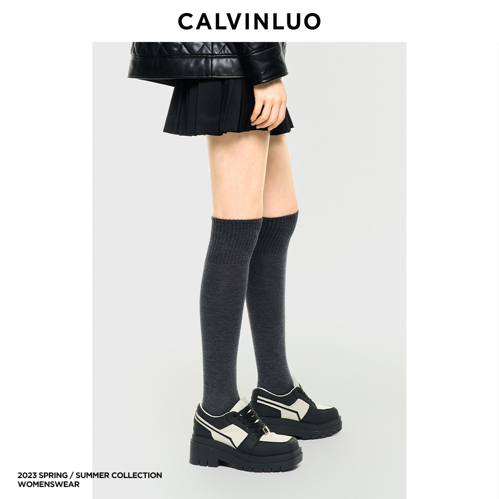 CALVINLUO 方头厚底运动鞋 23春夏 春夏系列 黑/咖/绿 男女同款 - 图0