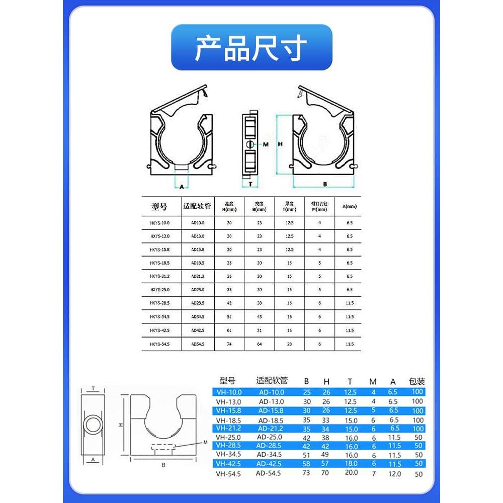 PA66塑料波纹管固定支架带盖固定座包塑穿线软管管夹尼龙卡箍卡扣 - 图2