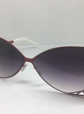 无螺丝红色金属非对称猫眼太阳镜墨镜女