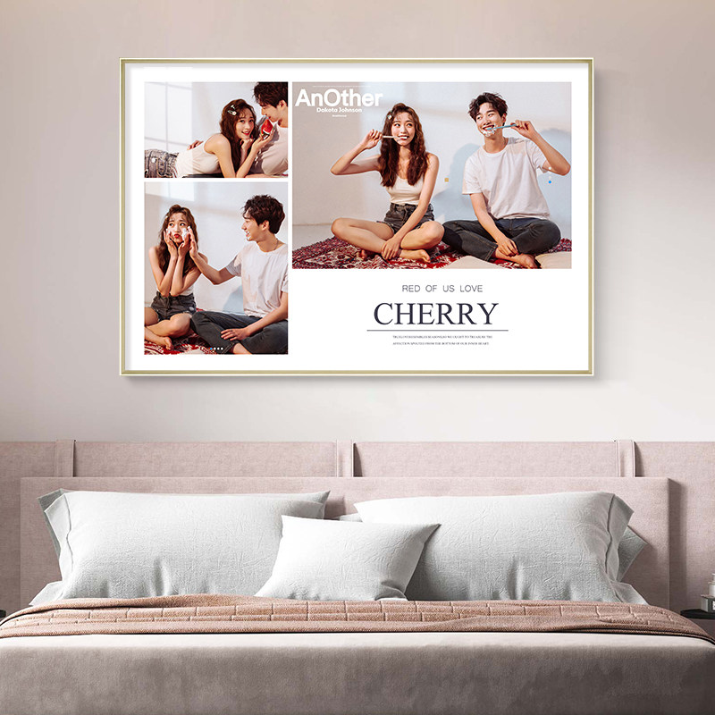 影楼婚纱照相框挂墙放大床头水晶结婚照大尺寸定制九宫格照片设计