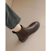 Martin Boots Woman 2023 Spring Autumn New Thick Bottom Chelsea Short Boots Inglées Flat-bottomed Knight Plus Suede Female Boots