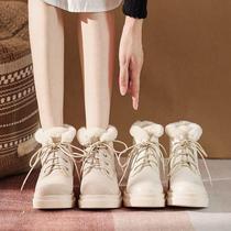 Winter snow boots female plus suede thickened 2023 new fur integrated warm cotton shoes autumn winter white Martin boots