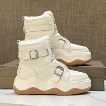 Europe Station Thick Bottom Snow Boots Women Winter Plus Suede Warm Northeast Thickened Outdoor Cotton Shoes 100 Hitch Anti Slip Cotton Boots