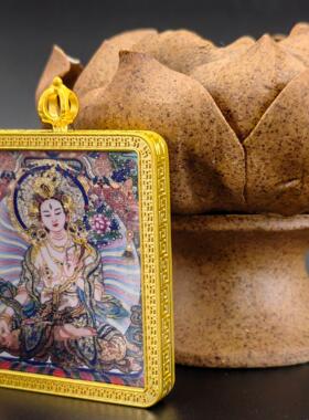 单面描金白度母4x5八宝莲花万字