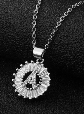 希音欧美铜镶锆石小号圆形26英文