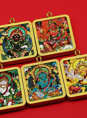 五路财神彩金彩绘唐卡藏式半手工