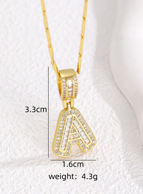 热销冰糖满钻26英文字母吊坠项链