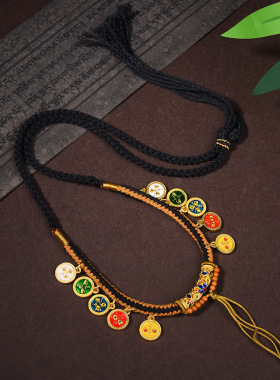 新款藏式手搓棉男女项链绳天珠手