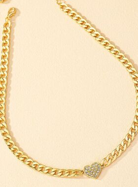 热卖1件个性时尚镶钻爱心麻花链适合女士日常派对佩戴