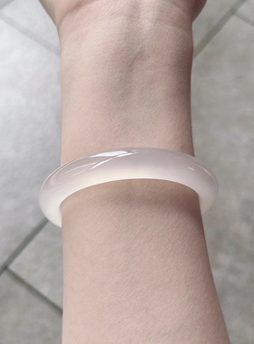 天然冰种白玉髓手镯细条荔枝冻玛瑙玉镯马料香槟金少女时尚气质镯