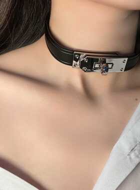 choker项链小众牛皮项圈情调颈圈颈套男女手工定制小狗puppy牵引