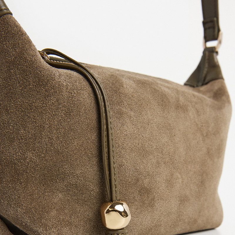 Flattered Ru女士麂皮枕头包手工金珠单肩斜挎包通勤吐司包25新款,淘宝优惠券,粉丝福利购,淘宝优惠卷