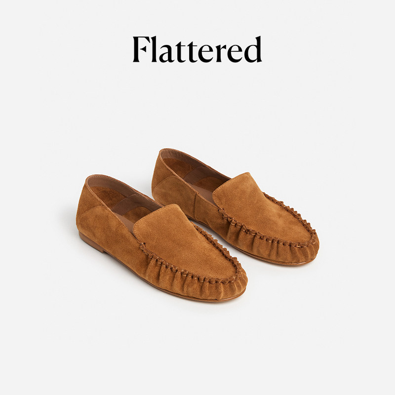 Flattered Bon Bon女士麂皮一脚蹬乐福鞋豆豆鞋老钱风平底单鞋新,淘宝优惠券,粉丝福利购,淘宝优惠卷