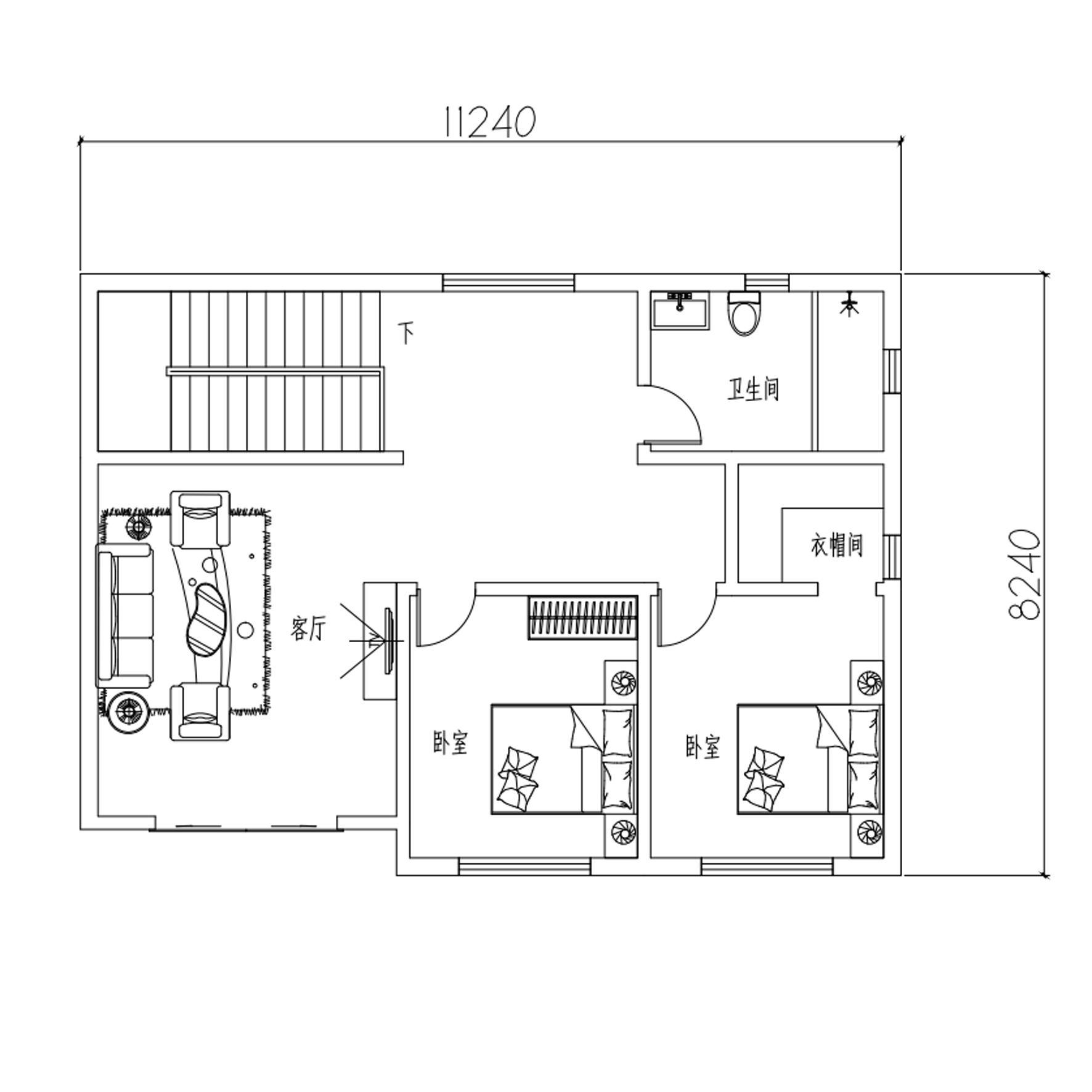 两层现代乡村别墅设计实用经济图纸建筑结构施工水电全套A99