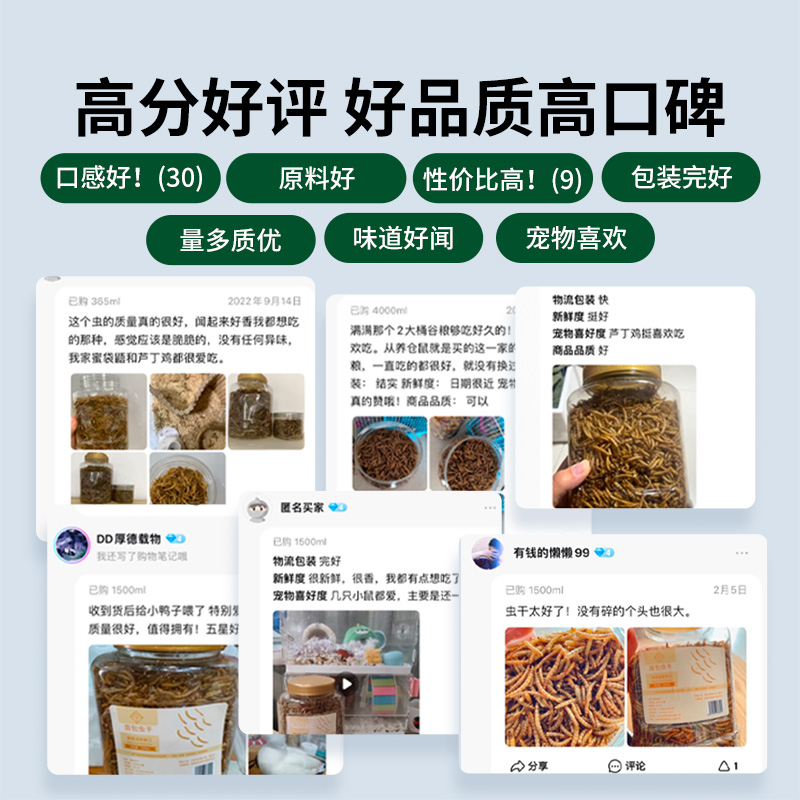 面包虫干4000ml仓鼠芦丁鸡刺猬金丝熊龟粮黄粉虫零食用品仓鼠粮食 - 图2