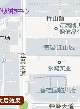 新款抚州市区地图定制交通道路图贴挂打印仿红木市区地图街道挂图