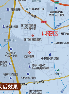 新款厦门市地图定制交通道路行政区划图贴挂打印仿红木厦门市地图