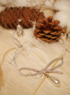 蝴蝶结轻奢长不规则项链女