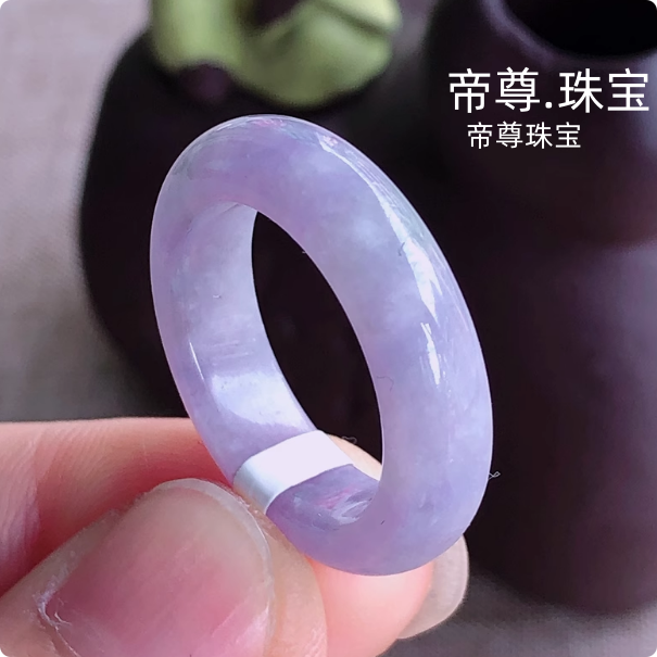 缅甸纯天然翡翠老坑种冰糯种紫罗兰玉石精美戒指指环戒圈尾戒素圈 - 图2