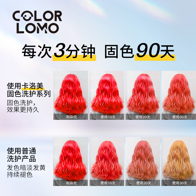 COLORLOMO红色固色洗发水红色固色护发素染后护色发膜红色系-图1