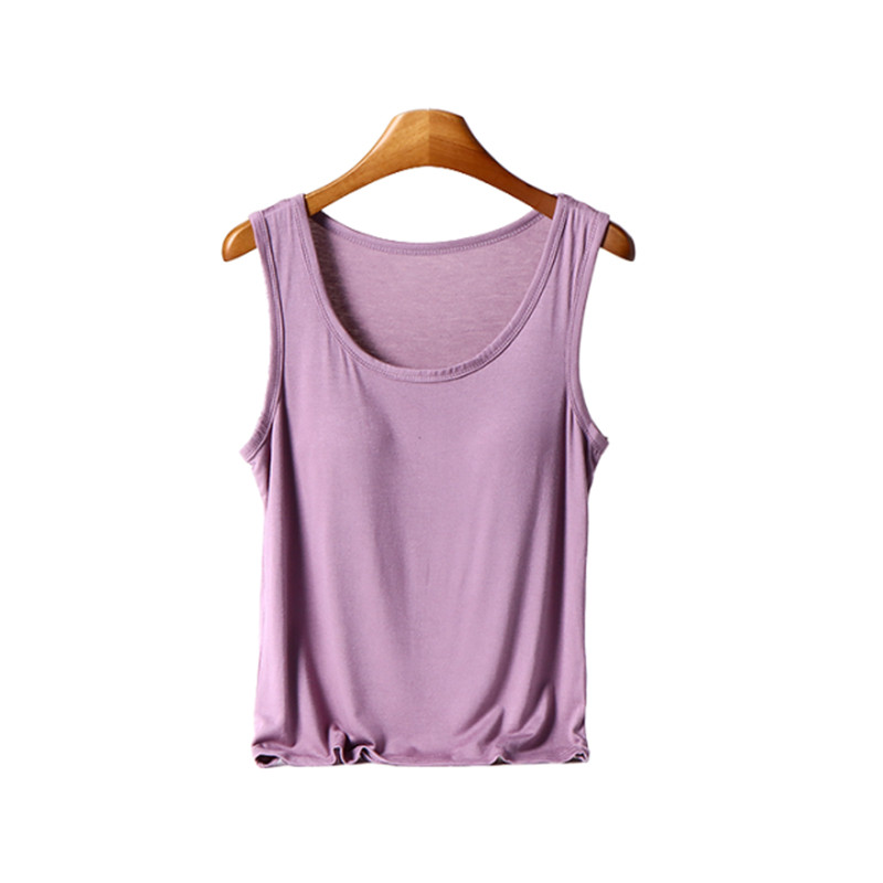 外穿莫代尔一体式带胸垫吊带背心女夏季薄款无袖内搭修身打底衫